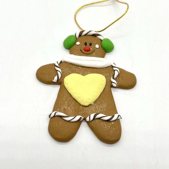Gingerbread Man Girl Christmas Ornament Lot 6 Clay Dough Flat Kurt Adler Decor - Picture 11 of 13